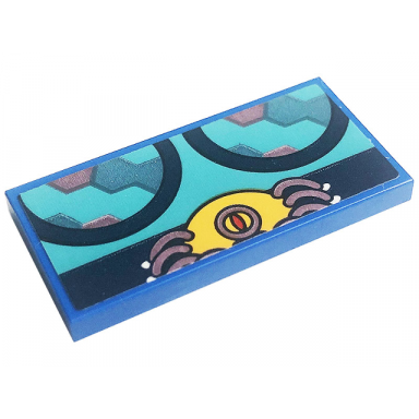 blue tile 2 x 4 with dark blue circles and spider on medium azure background pattern sticker - set 41256