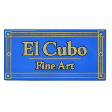 blue tile 2 x 4 with gold el cubo fine art and geometric frame pattern