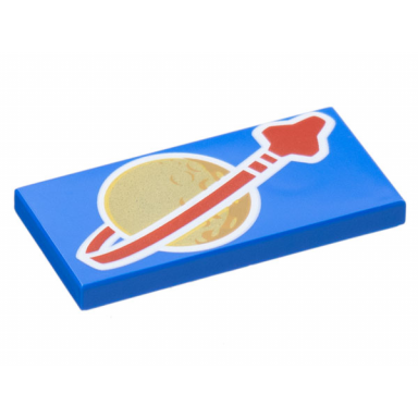 blue tile 2 x 4 with detailed classic space logo pattern