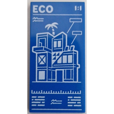 blue tile 2 x 4 with white eco 1:1 and city apartment building set 60365 pattern
