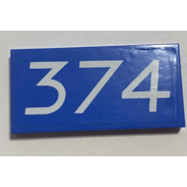 blue tile 2 x 4 with white 374 pattern sticker - set 8214