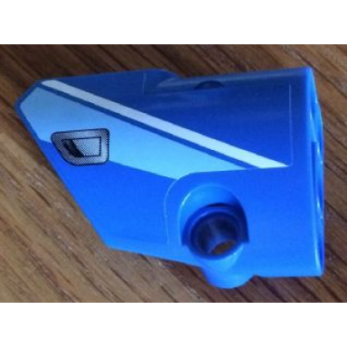 blue technic panel fairing 1 small smooth short side a with medium blue and white stripes and silver door handle pattern sticker - set 8052