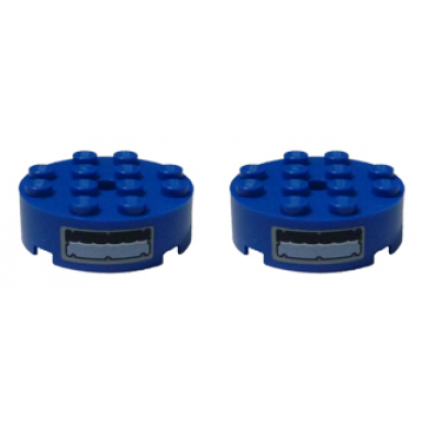 blue brick round 4 x 4 with hole with water level window pattern on both sides stickers - set 8188