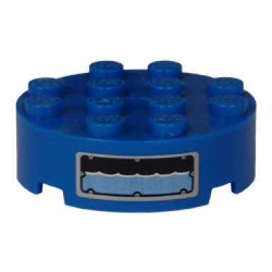 blue brick round 4 x 4 with hole with water level window pattern sticker - sets 8189 8191
