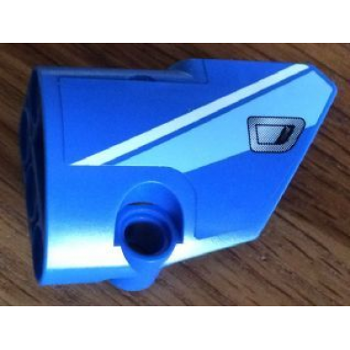 blue technic panel fairing 2 small smooth short side b with medium blue and white stripes and silver door handle pattern sticker - set 8052