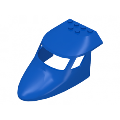blue aircraft fuselage forward top curved 6 x 10 x 4 with 3 window panes