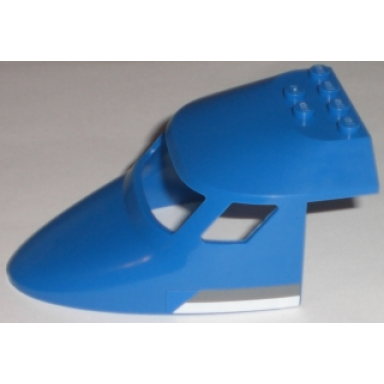blue aircraft fuselage forward top curved 6 x 10 x 4 with 3 window panes with white and dark gray stripes pattern on both sides stickers - set 3222