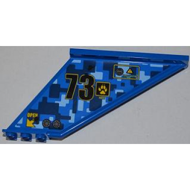 blue tail 12 x 2 x 5 with filler cap black number 73 and yellow open and arrow pattern model left sticker - set 7067