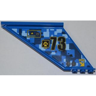 blue tail 12 x 2 x 5 with filler cap black number 73 and yellow open and arrow pattern model right sticker - set 7067