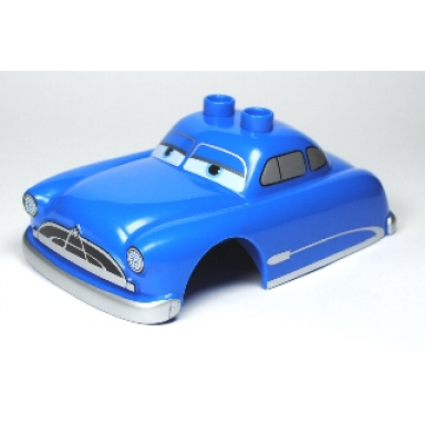 blue duplo car body 2 top studs with cars doc hudson hornet pattern