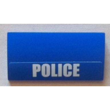 blue slope curved 2 x 4 x 2 3 with bottom tubes with white police bold narrow font on blue background pattern sticker - set 4436