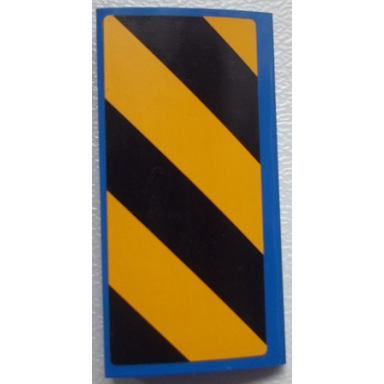 blue slope curved 2 x 4 x 2 3 with bottom tubes with black and yellow danger stripes pattern model left side sticker - set 60052
