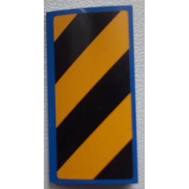 blue slope curved 2 x 4 x 2 3 with bottom tubes with black and yellow danger stripes pattern model right side sticker - set 60052