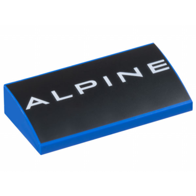 blue slope curved 2 x 4 x 2 3 with bottom tubes with white alpine on black background pattern