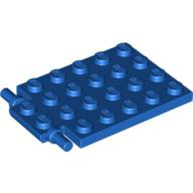 blue plate modified 4 x 6 with trap door hinge long pins