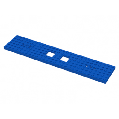 blue train base 6 x 28 with 3 round holes each end and 2 x 2 cutouts