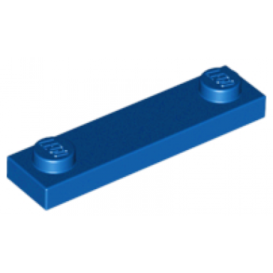 blue plate modified 1 x 4 with 2 studs without groove