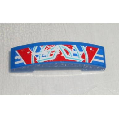 blue slope curved 4 x 1 x 2 3 double with red star upper half pattern sticker - set 9094