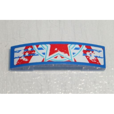 blue slope curved 4 x 1 x 2 3 double with red star lower half pattern sticker - set 9094