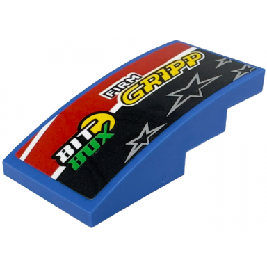 blue slope curved 4 x 2 with bit box firm gripp and 4 stars on black red and white stripes pattern model left side sticker - set 42153