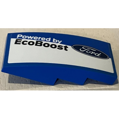 blue slope curved 4 x 2 with ford logo and powered by ecoboost on white stripe pattern model right side sticker - set 75881