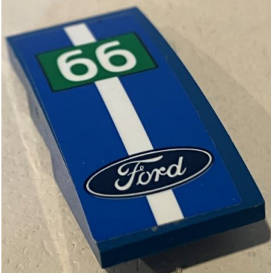 blue slope curved 4 x 2 with ford logo white stripe and 66 in green rectangle pattern sticker - set 75881