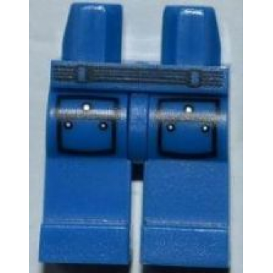 blue hips and legs with black belt and pockets with silver buttons pattern