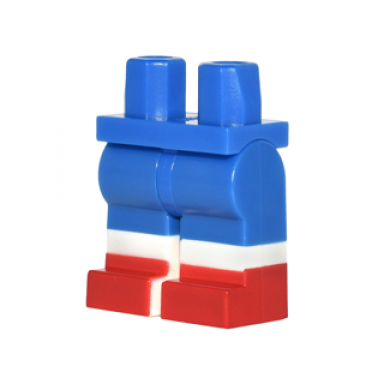 blue hips and legs with molded white lower legs boots and printed red shoes pattern
