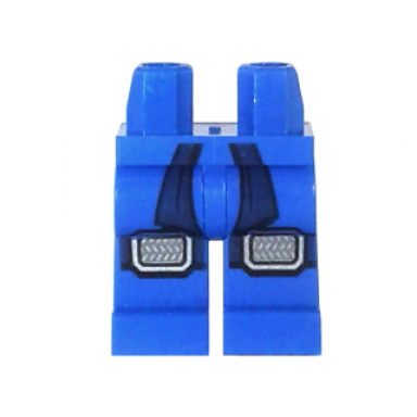 blue hips and legs with dark blue sash knee straps and silver knee pads pattern
