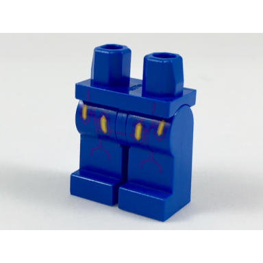 blue hips and legs with dark purple circuitry and 4 orange and yellow crystals pattern