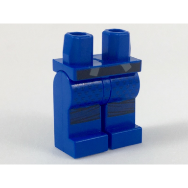blue hips and legs with black belt and dark blue knee sashes tiny black cole symbols pattern