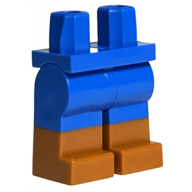 blue hips and legs with molded dark orange lower legs boots pattern