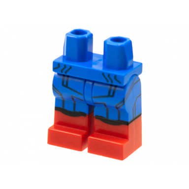 blue hips and legs with red boots black panel lines pattern