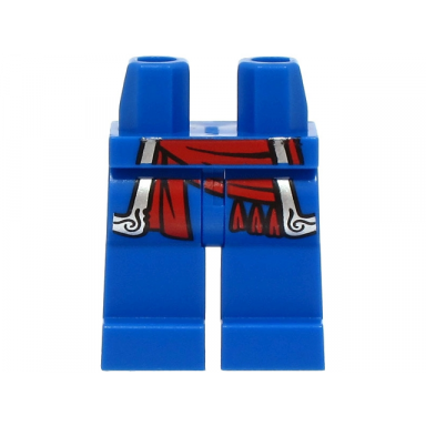 blue hips and legs with coattails with silver trim and red sash with 3 tassels pattern bam