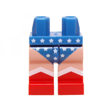 blue hips and red legs with light nougat legs and blue leotard with white stars pattern
