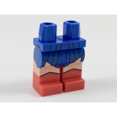 blue hips and red legs with blue uneven skirt and light nougat legs pattern