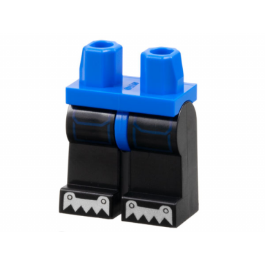 blue hips and black legs with dark blue pockets outline and silver ice cleats on toes pattern