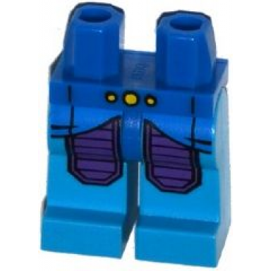 blue hips and dark azure legs with blue and purple space armor and 3 yellow lights pattern