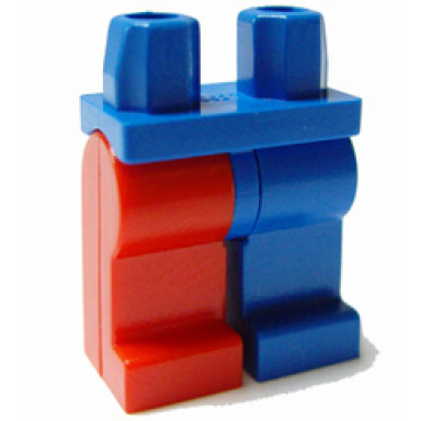 blue hips and 1 blue left leg 1 red right leg