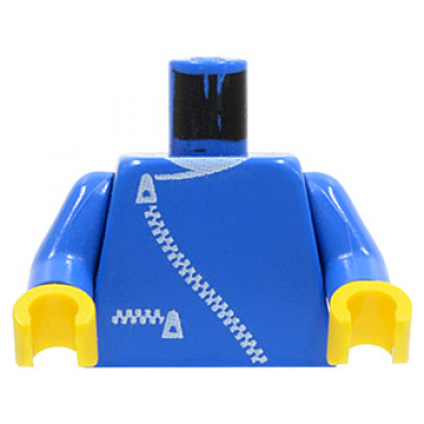 blue torso jacket with white zippers and neck pattern blue arms yellow hands