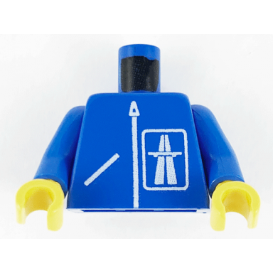 blue torso highway pattern blue arms yellow hands