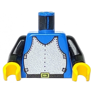 blue torso castle silver breastplate armor black belt with yellow buckle pattern black arms yellow hands