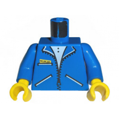 blue torso zipper jacket and 3 pockets pattern blue arms yellow hands