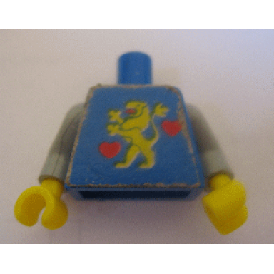 blue torso castle guard lion standing yellow and 2 red hearts pattern sticker - 1592 light gray arms yellow hands