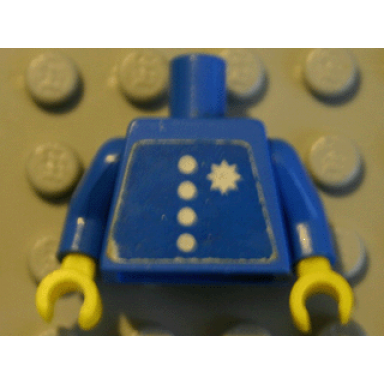 blue torso town 4 buttons and star coast guard pattern sticker blue arms yellow hands