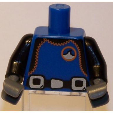blue torso city diver black wetsuit with orange stitching and weight belt pattern black arms dark bluish gray hands