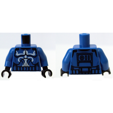 blue torso sw armor clone trooper with white senate commando captain markings pattern blue arms black hands