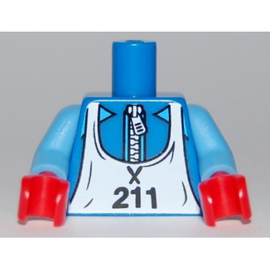 blue torso white zipper and ski bib with 211 pattern medium blue arms red hands