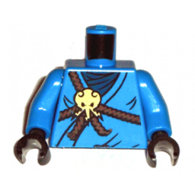 blue torso ninjago brown rope gold medallion and dark blue undershirt pattern blue arms black hands