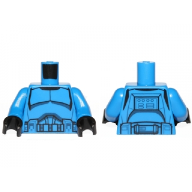blue torso sw armor clone trooper with belt with pockets pattern senate commando blue arms black hands